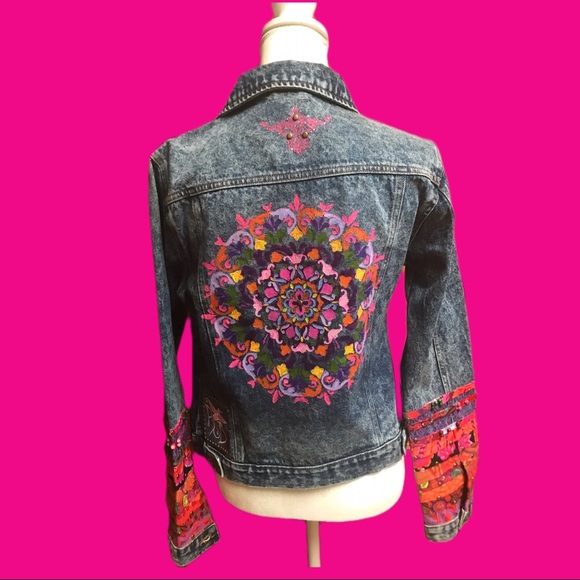 Mandala Stud Embellished Jean Jacket - Picture 2 of 9